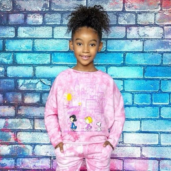 Appaman X Peanuts Sweatshirt Kids Sz 12 Light Pink Slouchy Tie Dye Graphic NWT - Picture 8 of 8